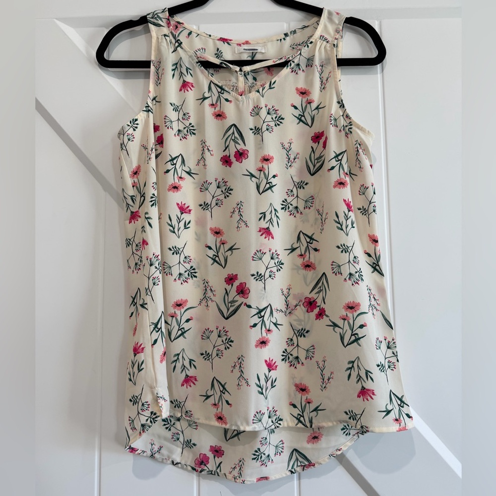 Maurices Floral Sleeveless Blouse - Cream and Pink